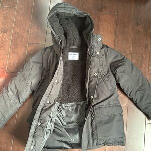 BRAND NEW Boys L Old NAVY water resistant, Sherpa lined, hooded warm jacket.